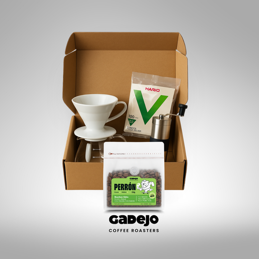 Kit V60 + Filtros Hario + Molino Manual Cerámico + Server + Bourbon Sidra Natural 250 gr | GADEJO
